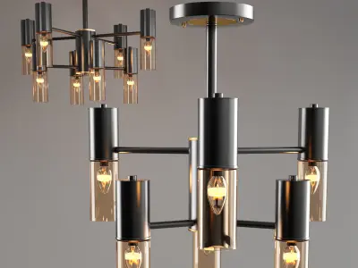 Loft style ceiling chandelier 3D model