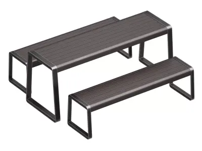 Outdoor furniture for cafe or park table and bench 3D model