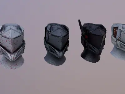 Sci-Fi Helmet Low-poly 3D model 4