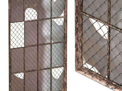 old broken industrial window 3D model