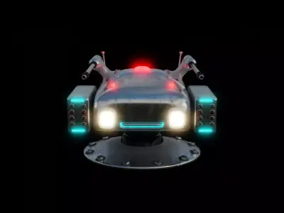 Turret spaceship with lights Free low-poly 3D model