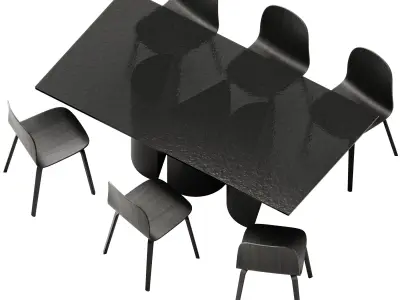Eforma Plai Crystal Table and Muuto Visu Chair 3D model