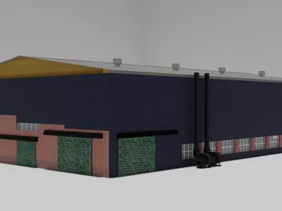 Industrial Building Low-poly 3D model 9