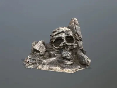 Skull Rock Low-poly 3D model 2