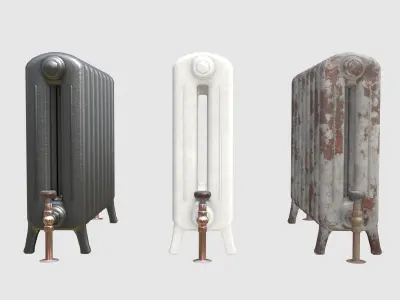 Game-ready radiator- 3 different materials 3D Model Pack