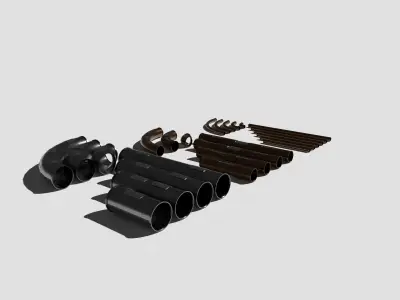 Modular Sci Fi Pipe Pack Low-poly 3D model