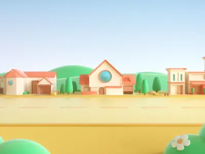 cartoon town 3D model purchase