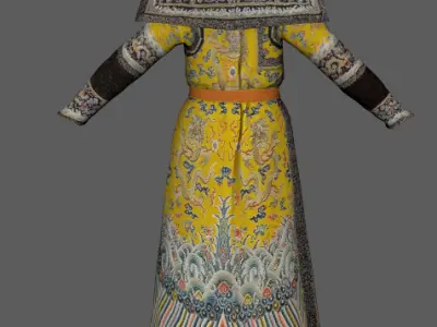 ancient chinese emperor emperor of qing dynasty Low-poly 3D model