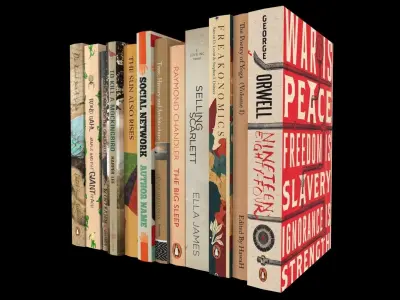 12 hardcover beige books 3D model