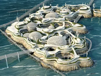  Future City Bionic architecture Eco energy concept vrat animated 