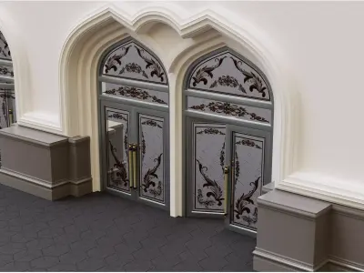 Continuous building Gates Walls and Windows pack 3D model