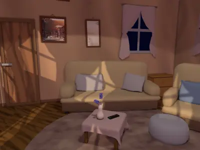 low poly interior living room Low-poly 3D model