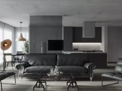LOFT interior design in cloudy weather 3D model
