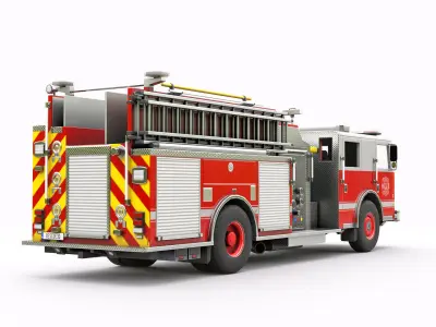 Fire Truck Low-poly 3D model
