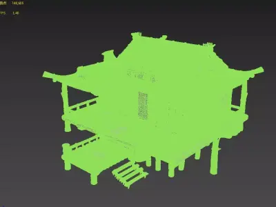 Bamboo building 3D model