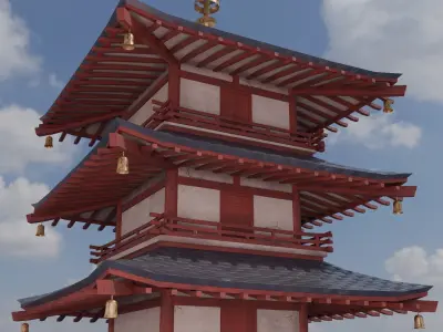 Low poly Japanese Pagoda Low-poly 3D model
