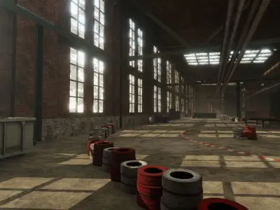 Industrial Indoor Cart Racing Track Low-poly 3D model