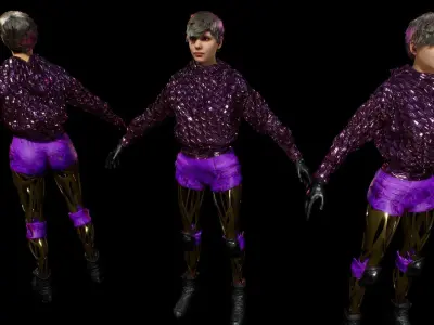 cyberpunk female A2 Low-poly 3D model