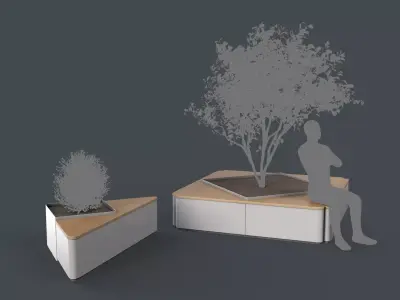 Modern Outdoor Bench 117 PBR Game Ready Low-poly 3D model