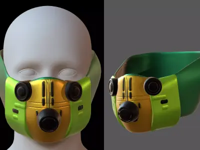 Gas mask helmet 3d model scifi Low-poly  Low-poly 3D model