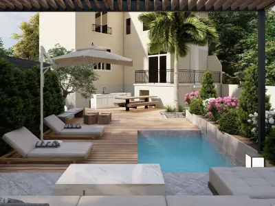 3D Exterior Scene 3D model design garden and landscape 3D 3D model order