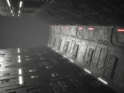 Sci-Fi Corridor Futuristic Low-poly 3D model