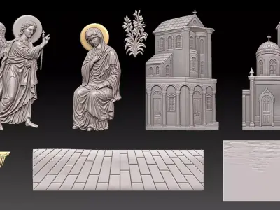 The Annunciation Evangelismos Virgin  Bas-Relief  3D print model