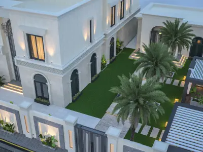 Elevation Front villa Low-poly 3D model