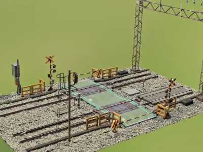 Japanese Railway Crossing Kit 3D model