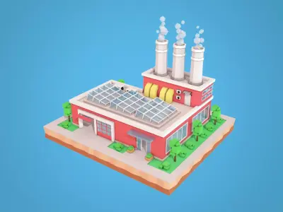 Cartoon Factory Plant 3D model