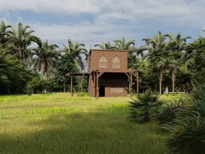 Wooden cottage-old house-Old Abandoned House 3D model