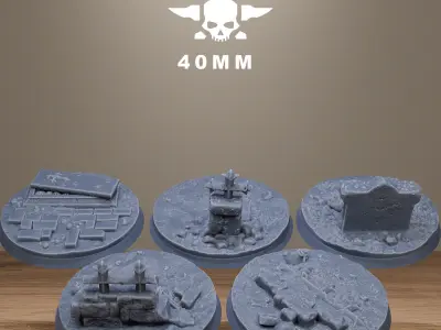 Gothic Bases Pack 40 Hollowed Bases And Toppers 3D print model