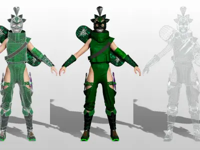 Venoma Ninja Game Ready Stylized Assassin Snake Inspired Sci Fi Low-poly 3D model