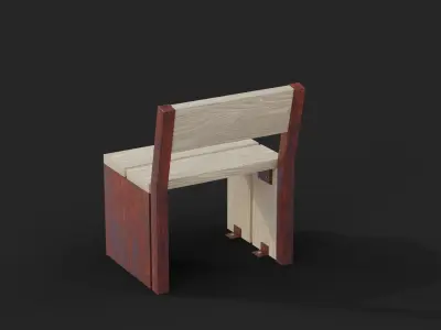 Collection of three Forum benches Low-Poly 3D model Low-poly 3D model