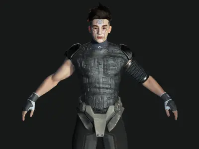 AAA 3D Cyborg Futuristic Male - Game Ready Realistic Character Low-poly 3D model