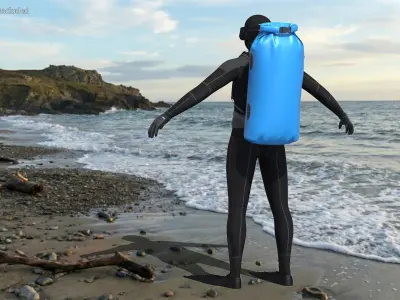  Waterproof Dry Bag Backpack with Diver Equipment Blue 