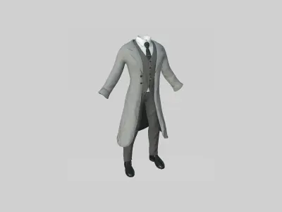 Gentleman Outfit 07 - Light Gray - Character Design Fashion Low-poly 3D model