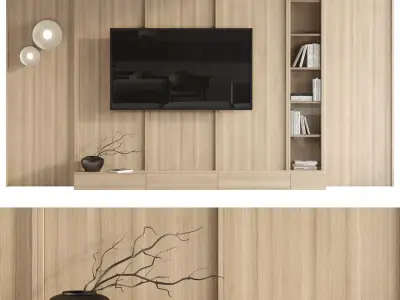 Japandi TV Wall Low-poly 3D model