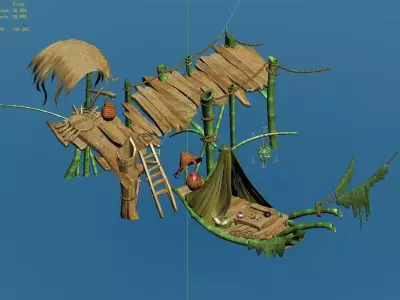 Forgetful forest - boat - pier 3D model