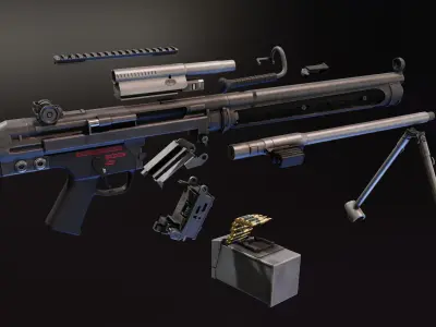 HK23E Light Machine Gun Low-poly 3D model