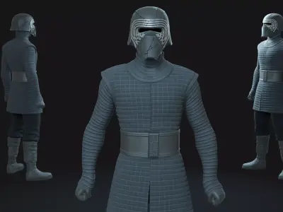 Kylo Ren Animation-Ready Dark Side Warrior Low-poly 3D model