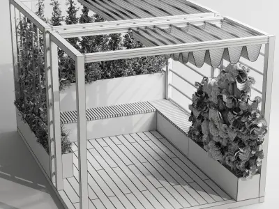 Landscape Furniture with Pergola and Roof garden 09 3D model