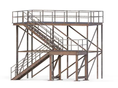 Industrial stair Low-poly 3D model