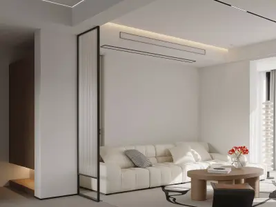 Warm Minimal Living Space 3D model