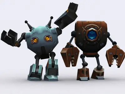 3DRT-Chibii Robots Low-poly 3D model