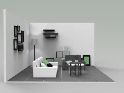Low Poly Interiors - Living Room Low-poly 3D model