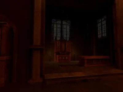 Temple with cemetery and interior Low-poly 3D model