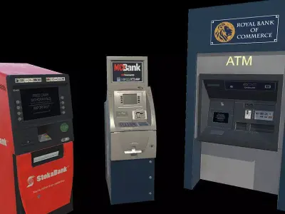 ATM Bank Machine set of 3 Low-poly 3D model