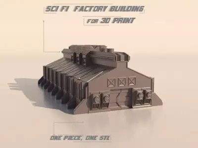 Sci-fi Factory building for 3Dprint 3D print model