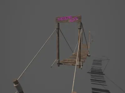 Neon rope bridge Low-poly 3D model